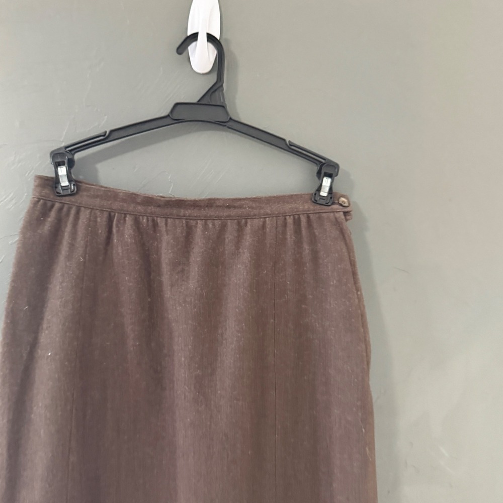 Pendleton Vintage 60s Brown 100%‎ Virgin Wool Straight Pencil Skirt 14 Made USA - Picture 2 of 8